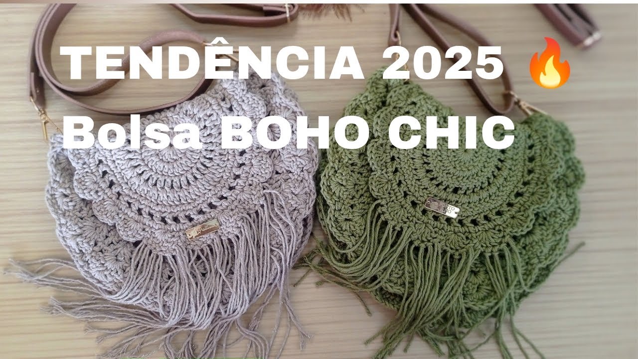 Bolsa Boho chic 💥,tendência 2025,bolsa de crochê feito em barbante,rápida e econômica.