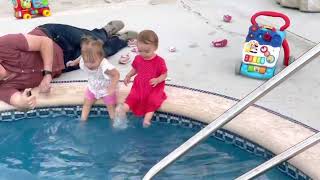 Funny Baby falls into the pool @Tritripletsbabies