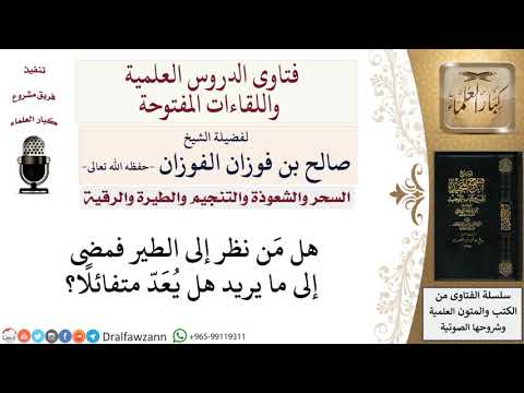 هل يعدّ متفائلا من نظر إلى الطير ثم مضى إلى ما يريد؟ لمعالي الشيخ صالح الفوزان