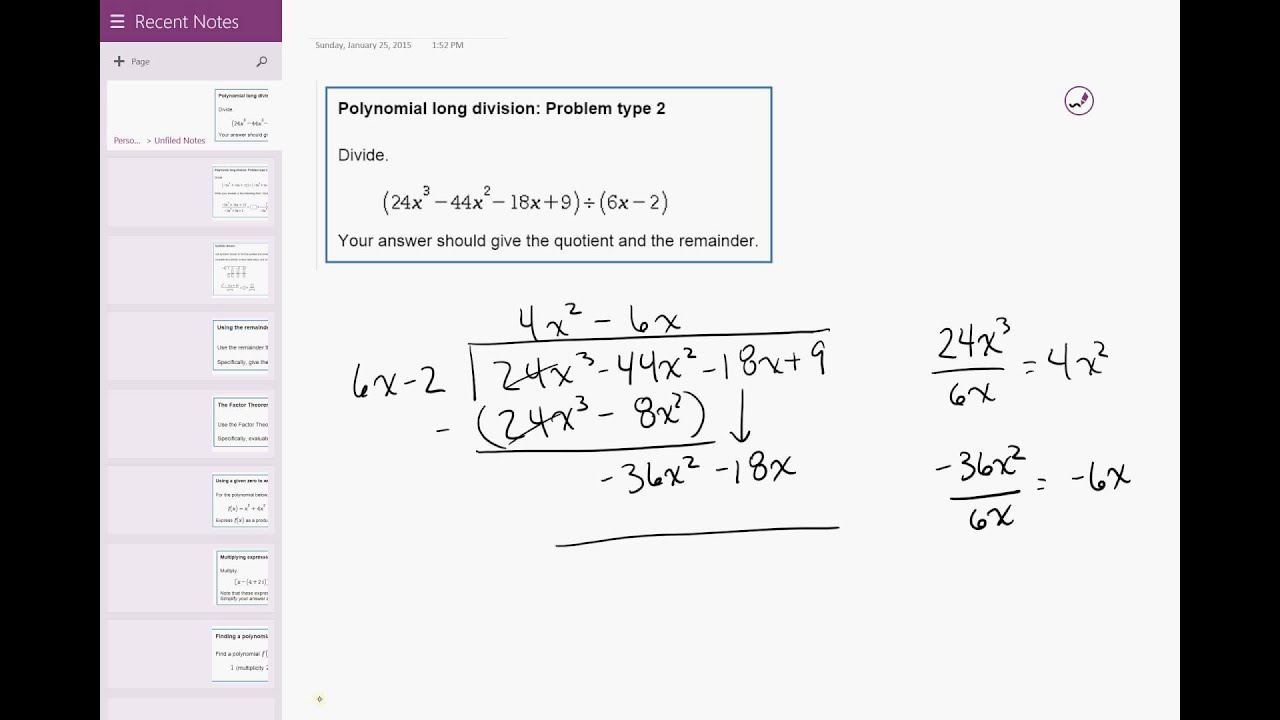 16 03 Polynomial Long Division Problem Type 2 YouTube 16 03 Polynomial Long Division Problem Type 2 YouTube