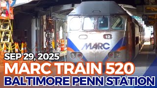 MARC Penn Line Train 520 at Baltimore Penn Station | MP36PH-3C No. 12 | Sep 29, 2025