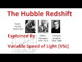 No Expansion: The Hubble Redshift Explained by Variable Speed of Light