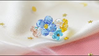 ハンドメイド指輪～可愛いガラスビーズの水晶リングの作り方【Pandahall･手作りレシピ】【crystal ring】