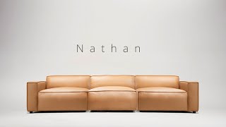 Nathan Leather Modular Sofa, Caramel Brown