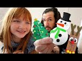 Christmas crafts with adley and dad  how to make paper snowflakes tree decorations  snowman diy
