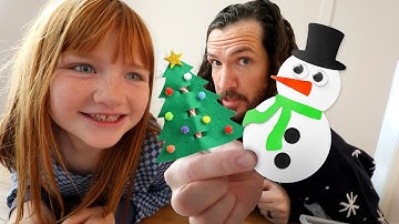 CHRiSTMAS CRAFTS with Adley and Dad!! How to make  Paper Snowflakes, Tree Decorations, & Snowman DIY