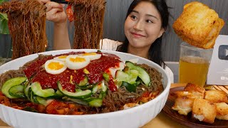 MUKBANG) 해주냉면 1그릇🔥 더 매운 매장용 냉면 멘보샤 먹방 Spicy Naengmyeon with Menbosha real sound asmr eating