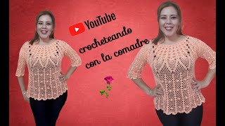 tutorial blusa cristal (talla grande)part#2 crocheteando con la comadre