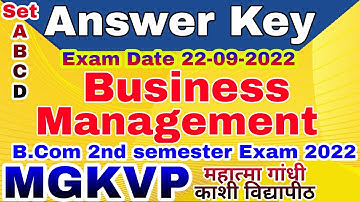 Business Management 1st Paper Answer Key।।MGKVP।।B.com 2 Semester Exam 2022।।Set-A,B,C,D।।22-09-22।।