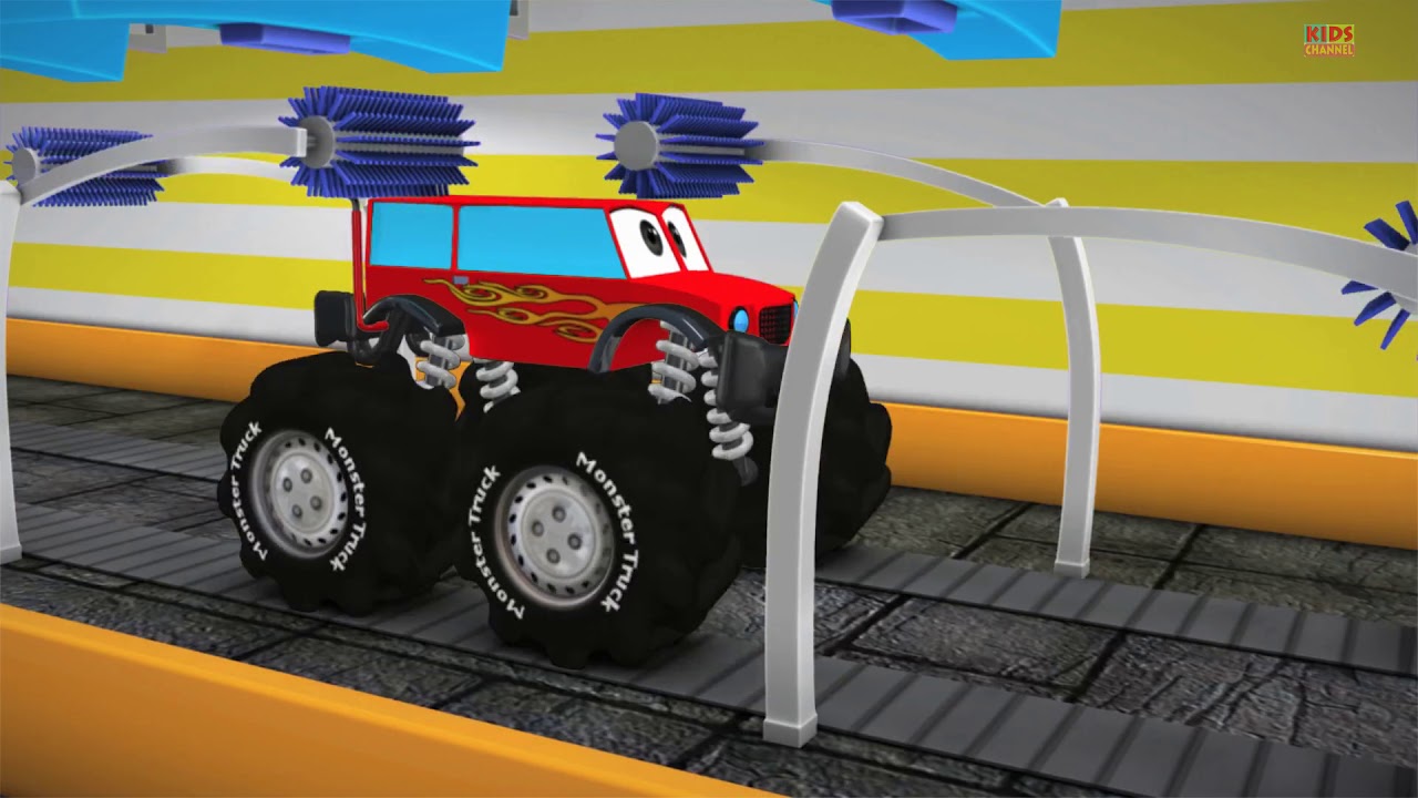Monster Truck Red Car wash 3D Car Wash For Kids YouTube YouTube