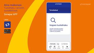 Tuotehaku, variantti, suosikkilista. Sonepar APP. screenshot 2