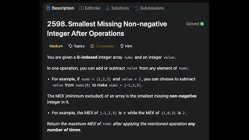 Leetcode 2598: Smallest Missing Non-negative Integer After Operations