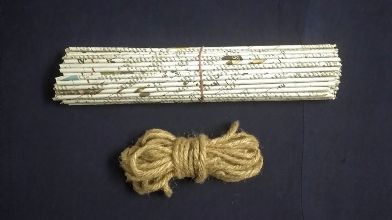Newspaper Rope DIY NEWSPAPER AND JUTE ROPE BASKET/BEST OUT OF WASTE CRAFT - YouTube