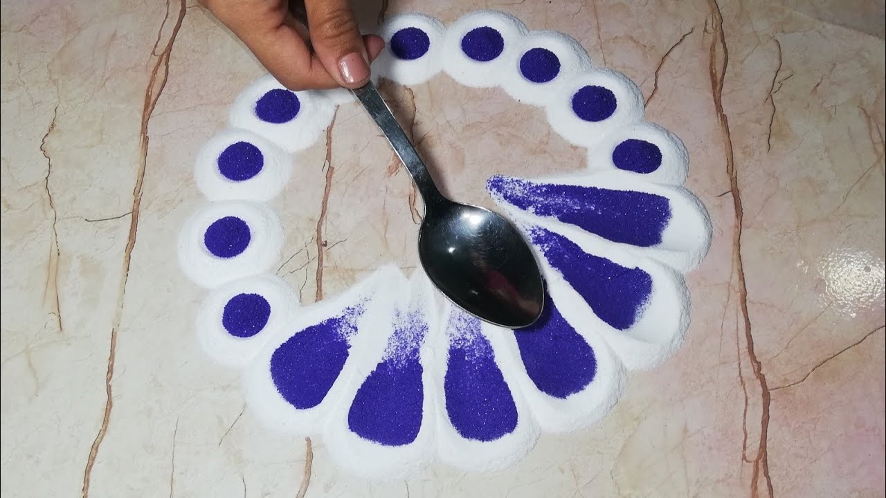simple and easy rangoli with spoon | makar sankranti rangoli ...
