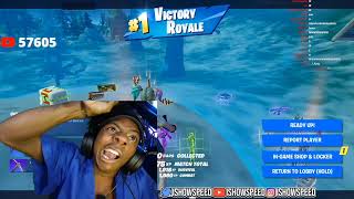 IShowSpeed sings god is good after victory royale and pc falls on his head