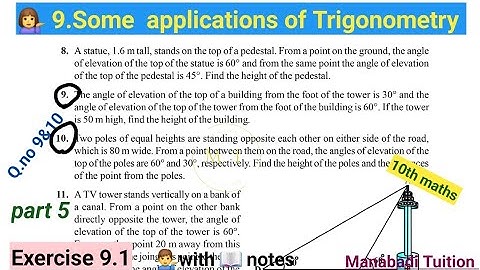10th class math| Chapter 9| Some applications of trigonometry| Exercise 9.1 |Q no 9&10|CBSE|NCERT|