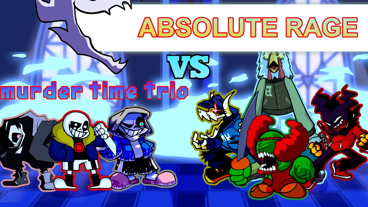 Friday Night Funkin Mashup - Murder Time Trio BOSS RUSH HARD MODE vs ABSOLUTE RAGE HQ
