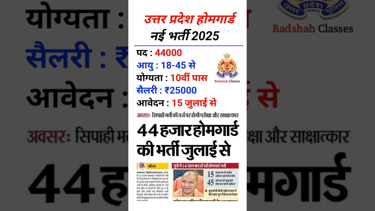UP Homeguard New Vacancy 2025 | UP Homeguard Vacancy 2025 |  UP Homeguard Vacancy New Update 2025