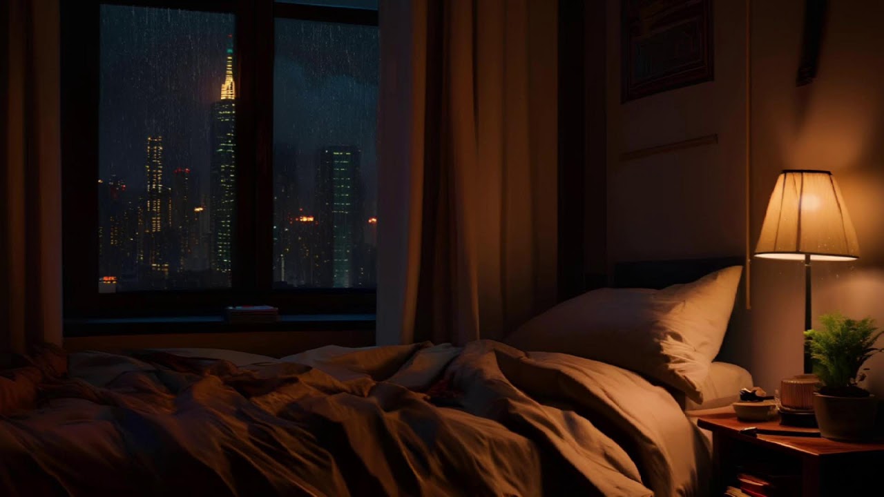 Sleeping in on a Rainy Day 🌧️ Cozy Room Aesthetics & Relaxing Piano Music