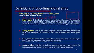 Lecture 04 MD Array Part I Java Programming