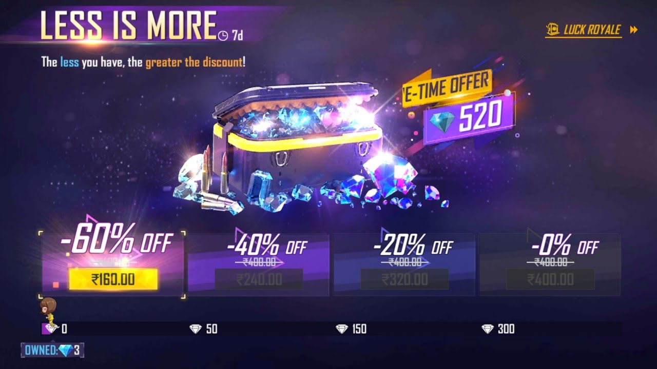 LESS IS MORE FREE FIRE NEW EVENT TOP-UP 