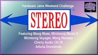 HWJ Stereo Challenge with Moog Muse, Mariana, Minimoog Voyager, Model D, CA CR78, Arturia Drumbrute