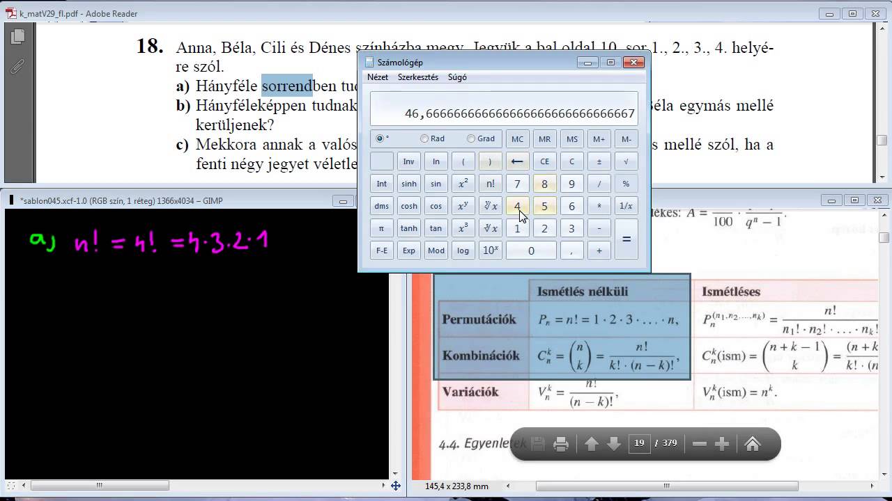 [2005.05.29.] 18/a-c) Kombinatorika, valószínűségszámítás