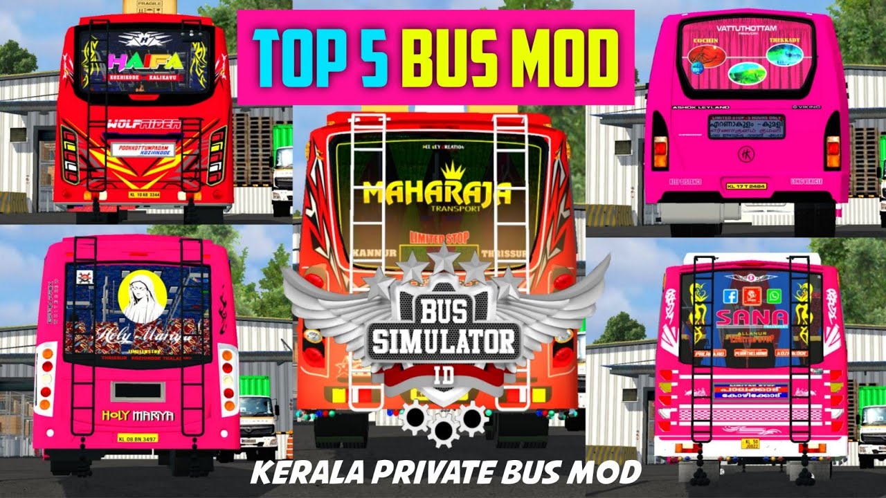 Top 5 Kerala Private Bus Mod In Bus Simulator Indonesia | Bussid Bus Mod | Private Bus Mod Bussid