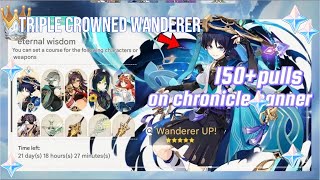 150+ pulls on wanderer and his weapon on chronicle banner and build with a little damage showcase