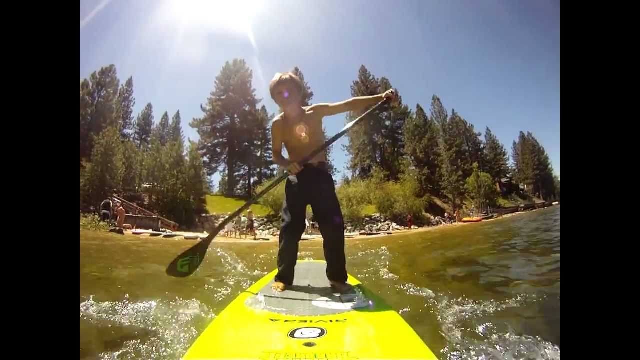 8 Year old Josh Brackett SUP Lake Tahoe - YouTube