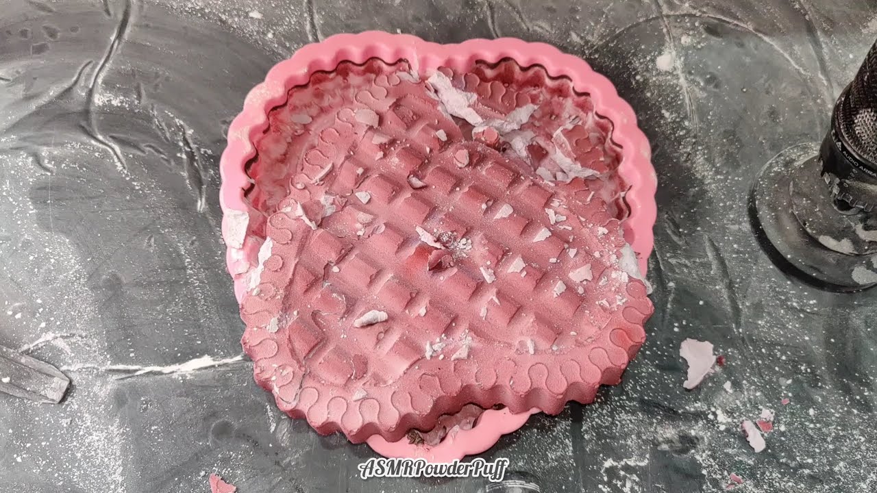 Pink Soft Powdery Heart 💗 Crushing asmr PowderPuff