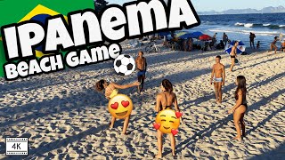 Brazilian girls play ball near the Ipanema Beach Rio de Janeiro Brazil 4k. Altinha