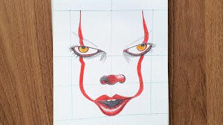 Step - By - Step Pennywise Drawing Scary It Movie Clown Sketch Easy Halloween Art Guide