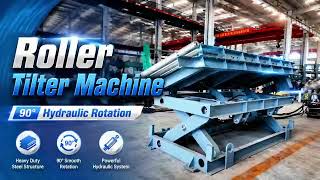 Hydraulic 90° Lift & Tilt Table with Roller Conveyor | 1.5-Ton Cement Slab Transfer Line