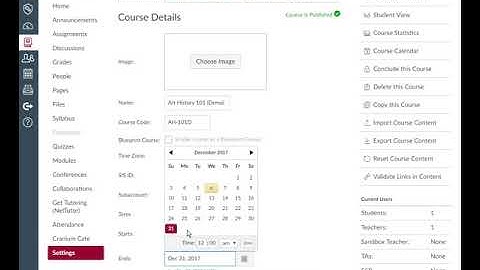 Canvas Course End Date Settings
