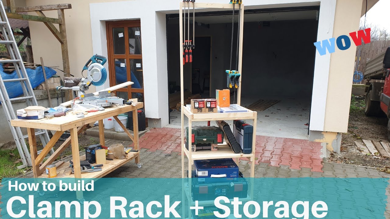 How to Build a Clamp Rack with Storage - YouTube