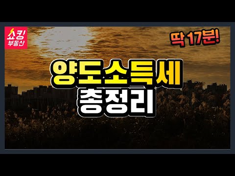 [2강] 17분 완성 양도소득세 총정리 (<strong>양도세</strong> <strong>계산</strong> 세율 면제 기준 중과 비과세 거주 요건 신고 방법 다주택자 중과세율)
