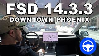 Tesla FSD 14.3.3 Busy Downtown Phoenix Drive – Urban Navigation Test