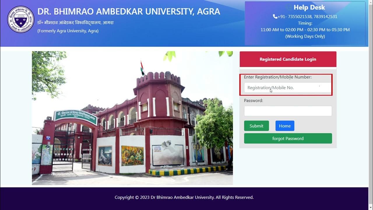 web registration process dbrau web registration 202324 agra