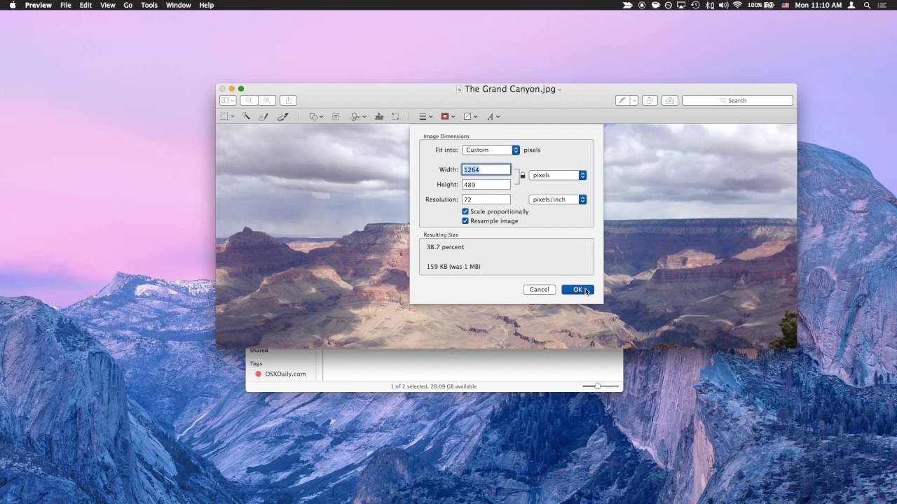 resize photos on mac pc