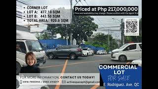 920 SQM CORNER COMMERCIAL LOT FOR SALE IN QUEZON CITY | HIGH FOOT TRAFFIC LOCATION