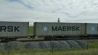 Parallel Racing A Freight Train In Australia.