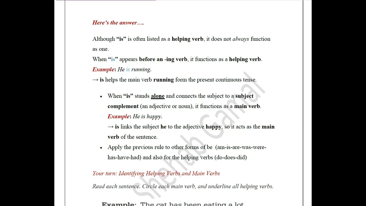 main and action verbs