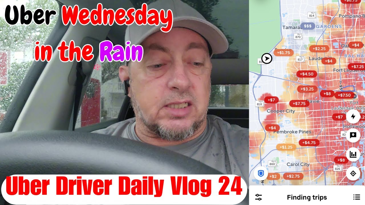 Uber Wednesday in the Rain | Uber Driver Daily Vlog 24 - YouTube