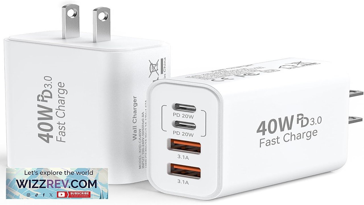 USB C Wall Fast Charger Block 40W 4 Port Type C Charger Fast