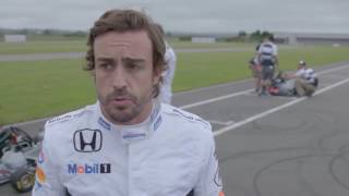 Mika Hakkinen, David Coulthard, Jenson Button, Fernando Alonso Karting Campus