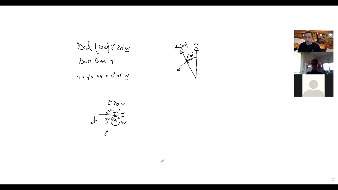 Patente Nautica Senza Limiti; declinazione e deviazione magnetica