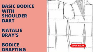 Natalie Bray's basic bodice drafting in inches. How to draft a basic bodice with shoulder dart. m