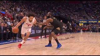 Cade Cunningham freezes James Harden in place with the hesi move and the finishes with the dunk