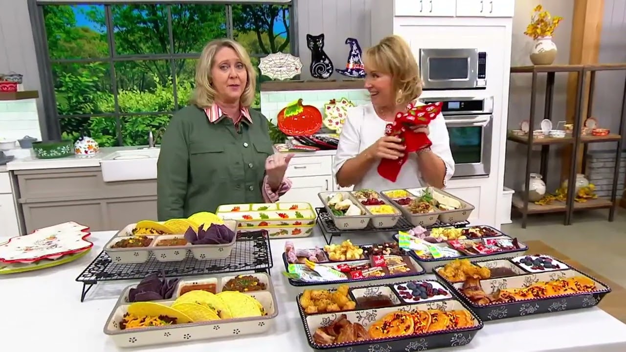 Temptations Set of 2 Stoneware TV Dinner Trays on QVC YouTube